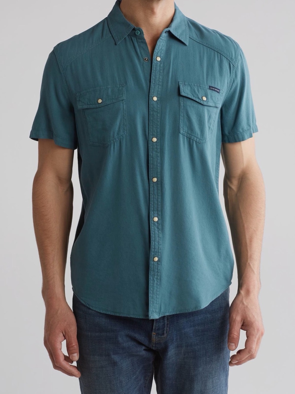 Lucky Brand Teal Short-Sleeve Button-Down Shirt